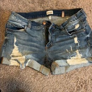 Purchased from vici.  Distressed jean shorts